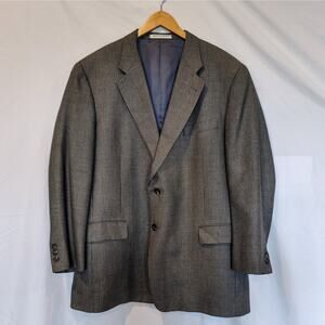 Hickey Freeman Ltd. Men's‎ Silk Wool Houndstooth Grey Sport Coat Blazer 46 Reg